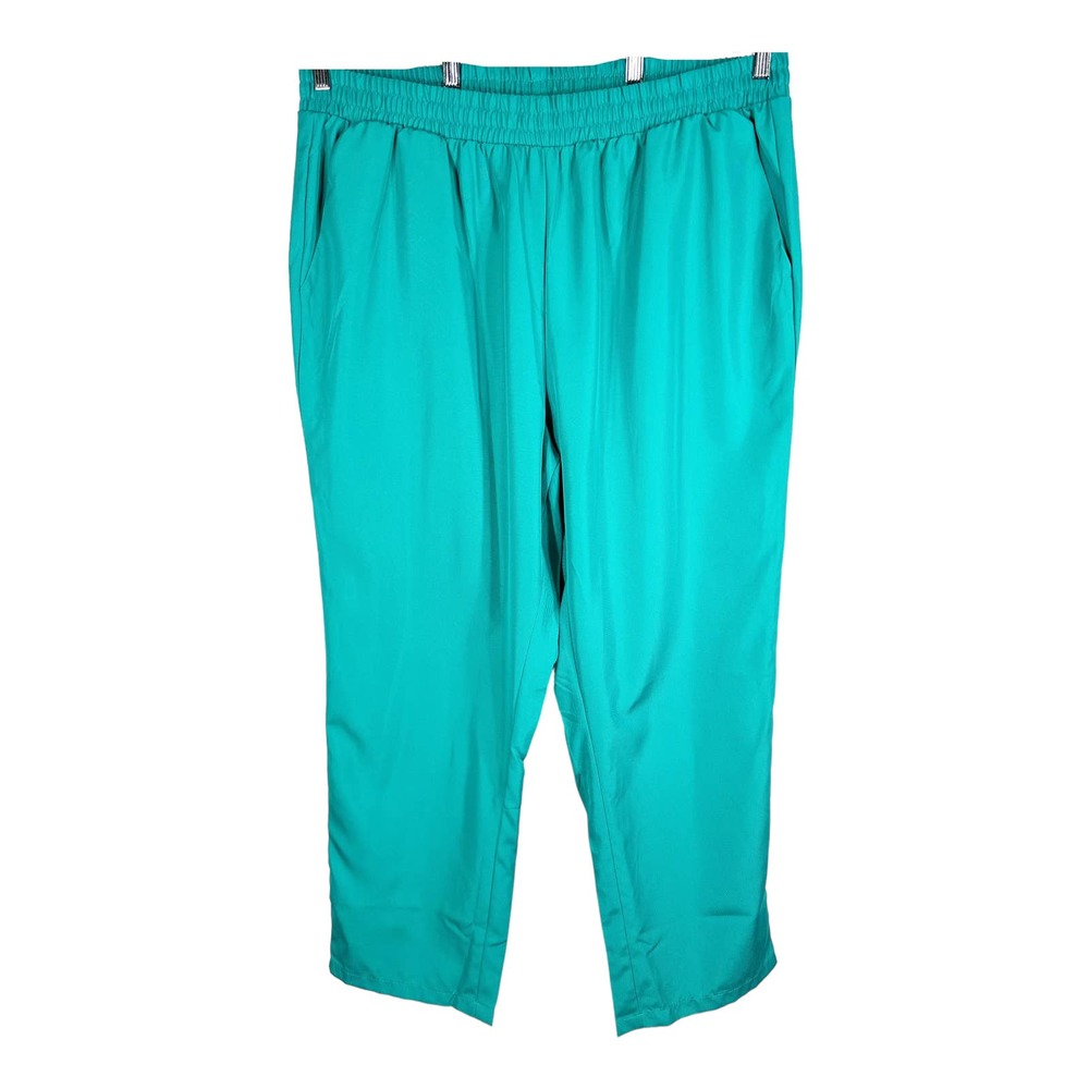 Woman Within Plus Size‎ 24W Pants Green Elastic Waist Pockets 31 Inseam 1606